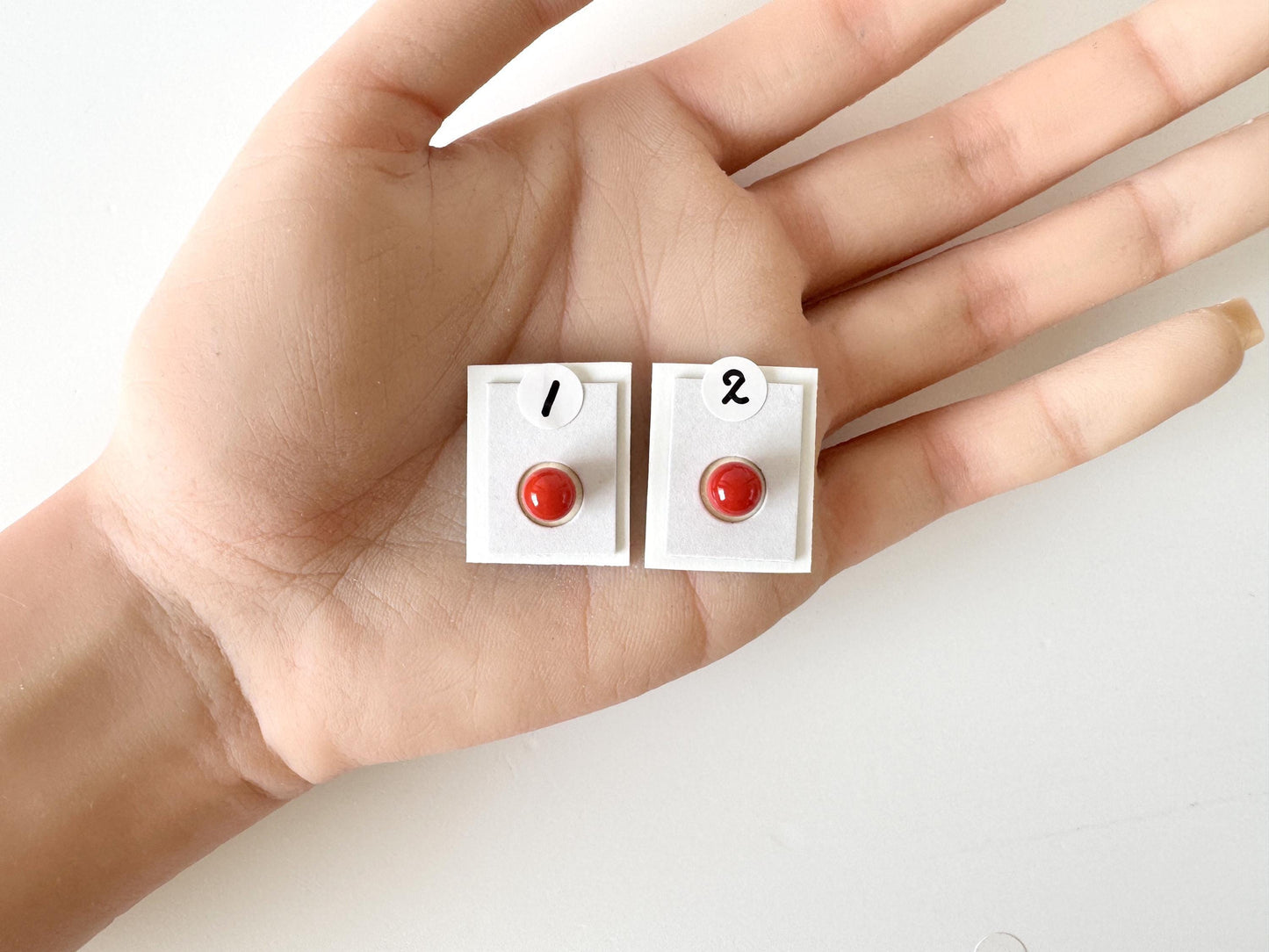 Japanese Red Coral Round Loose, Aka Coral Round Loose 6.5mm with Half-Drilled Hole, for Jewelry Making, Price per Piece