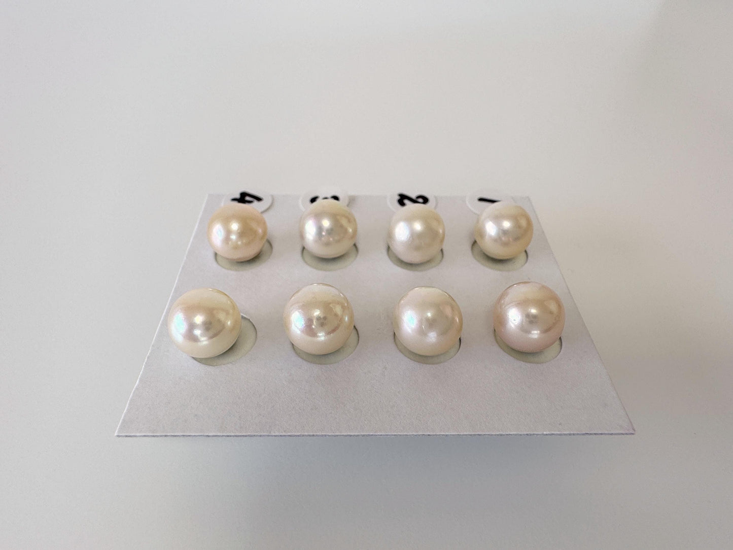 Japanese Cream White Akoya Pearl Stud Earrings, 8mm, Titanium Post/Ear Nuts, Genuine Akoya Pearl, Salt water pearl, Value-priced