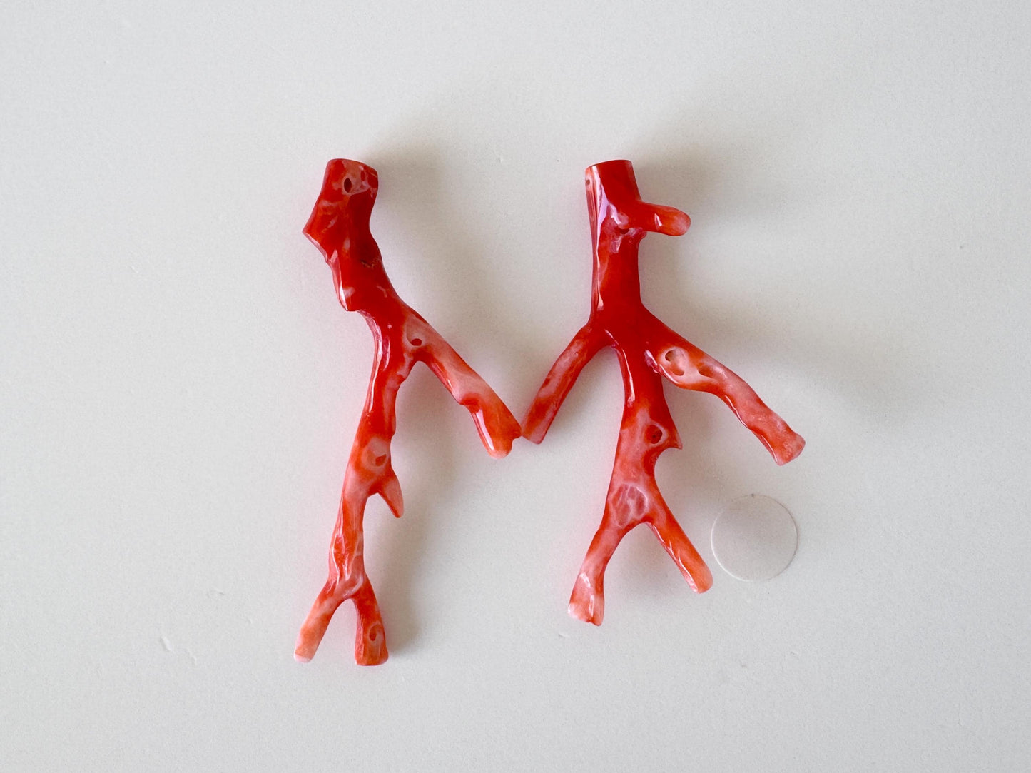 Red Coral Branch Set: Natural Aka Coral for Jewelry Making (41-45mm), Hole on Top