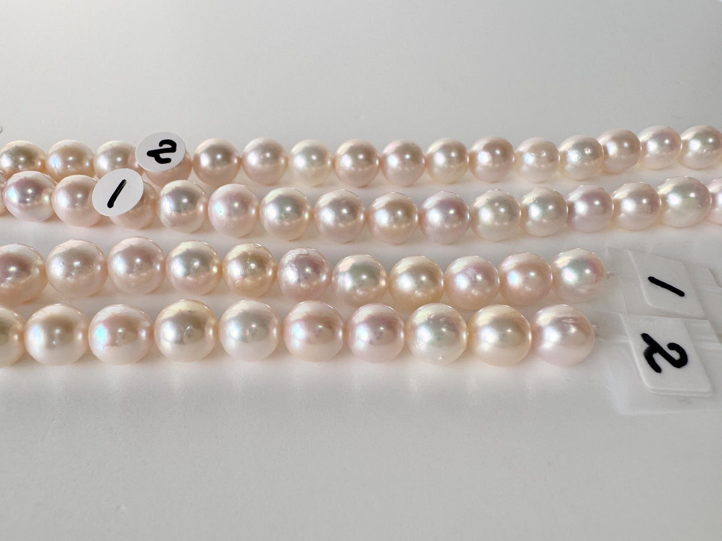 6.9-7.9mm Japanese White Akoya Pearl Beads, Genuine Akoya Pearl, Full Strand, 40.5-41cm , 16", Cultured Salt water pearl