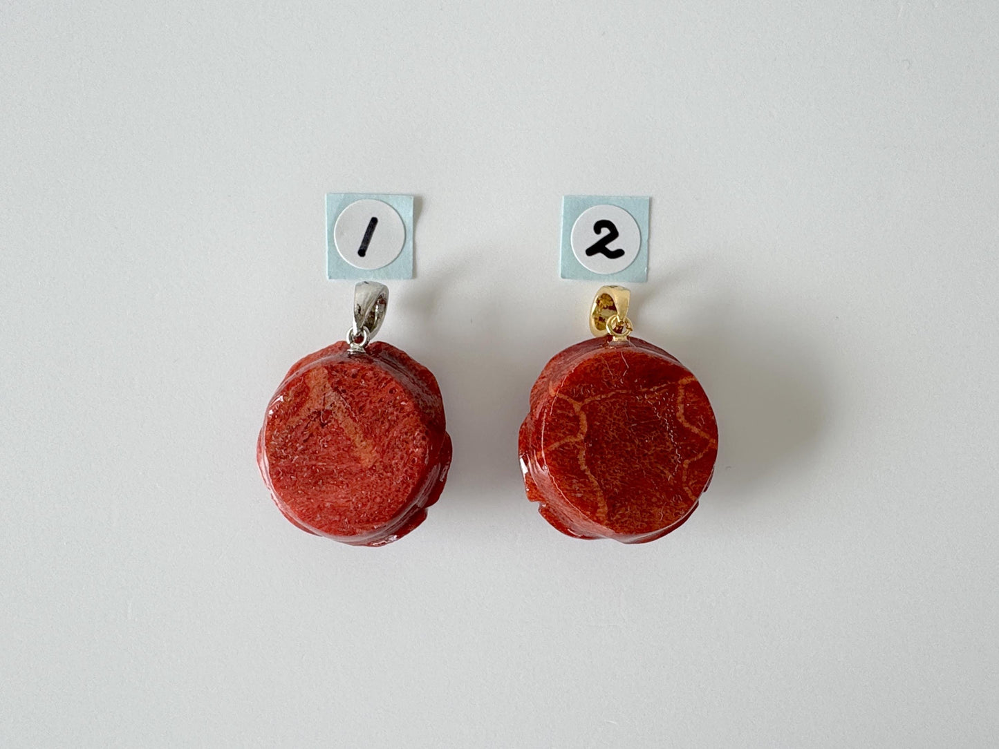 Natural sponge coral rose pendant 20mm, Dark red color, Brass bail, Price per piece
