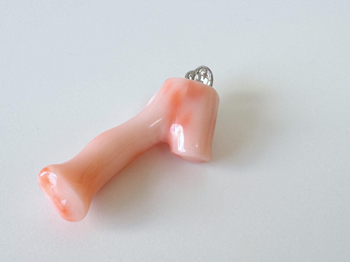Coral Branch Pendant Natural Deep Sea Coral: Pink Orange Coral Jewelry Accent, Silver Bail (34mm Length)
