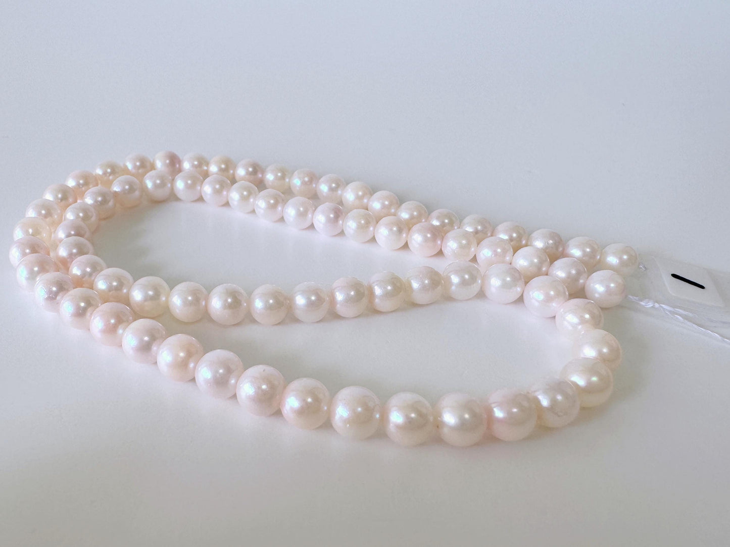 Akoya Pearl Strand: 5.5-6mm Japanese Cultured Pearls, White Pink Overtone | Full Strand, Saltwater Gems, 40cm Length