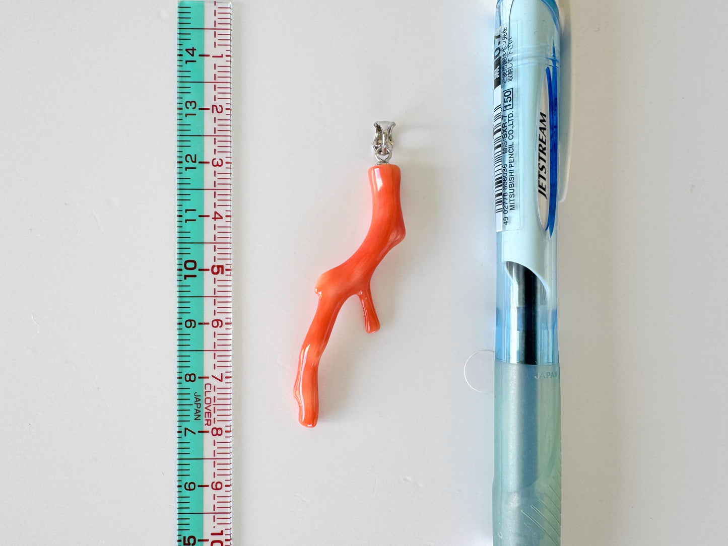 Coral Branch Pendant Natural Deep Sea Coral: Orange Pink Coral Jewelry Accent, Silver Bail (50mm Length, Lightweight Design)