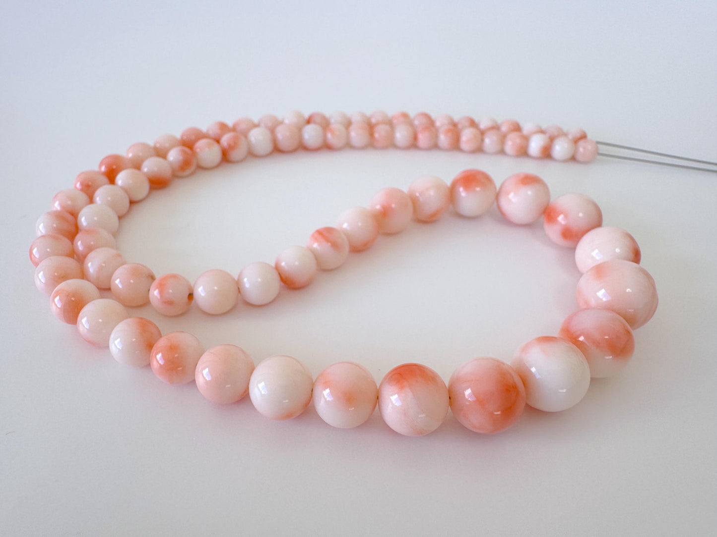 Natural Coral Strand Beads - Genuine Deep Sea Coral Round Pink Orange 4.8-10mm 41cm