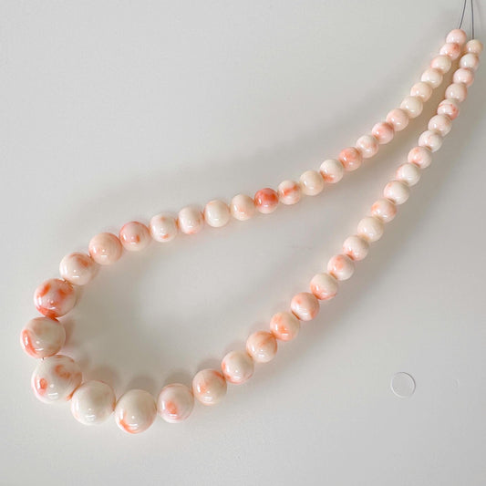 Natural Deep Sea Coral 7.4 - 15.6mm Round Beads Strand, Genuine Natural Pink/Orange/White Color Coral, 45cm, 17.7", For Jewelry Making