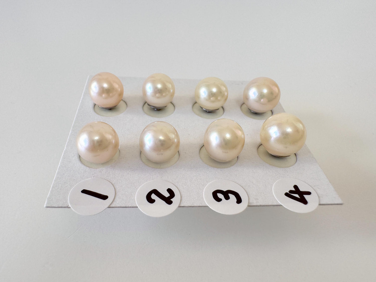 Akoya Pearl Stud Earrings Cream White, 8mm up Genuine Japanese Saltwater Pearls (Titanium Post, Flat Bottom, Value-Priced)