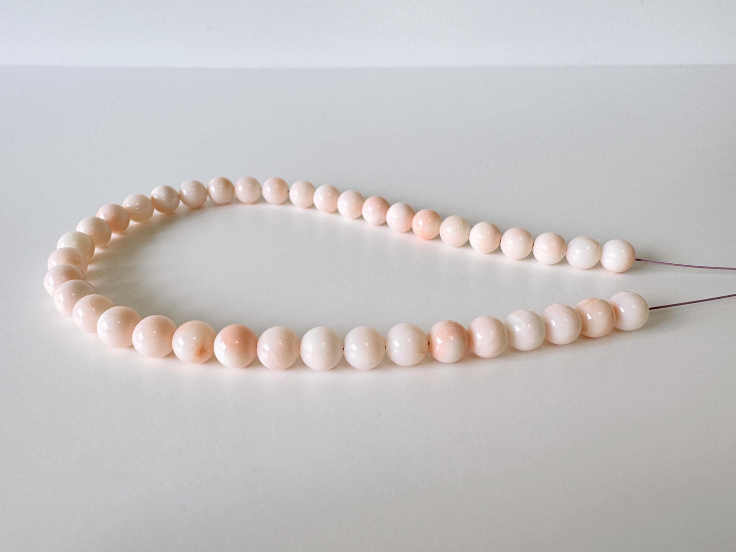 Pink Coral Short Strand Beads Natural (Miss Coral) 6.7-6.9mm Round (25cm Length, Jewelry Supplies)