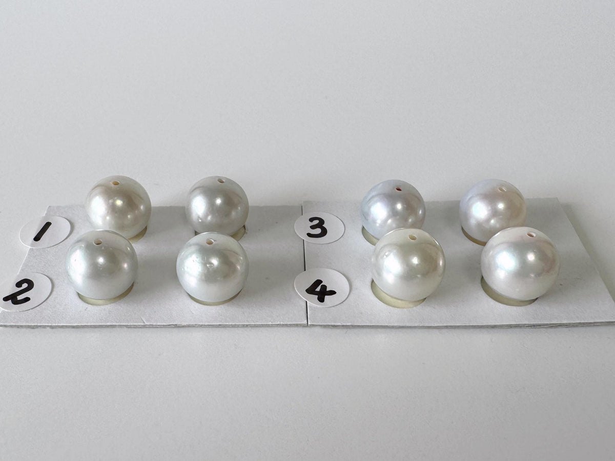 Japanese Blue/Silver (Cobalt Treated) Akoya Pearl 10-10.5mm, Half-Drilled loose, Price per pair, Salt water pearl