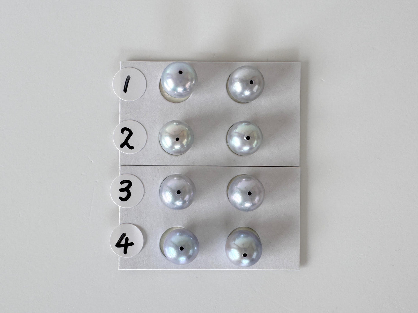 Japanese Blue/Silver (Treated) Akoya Pearl 8-8.5mm, Half-Drilled loose, Price per pair, Salt water pearl