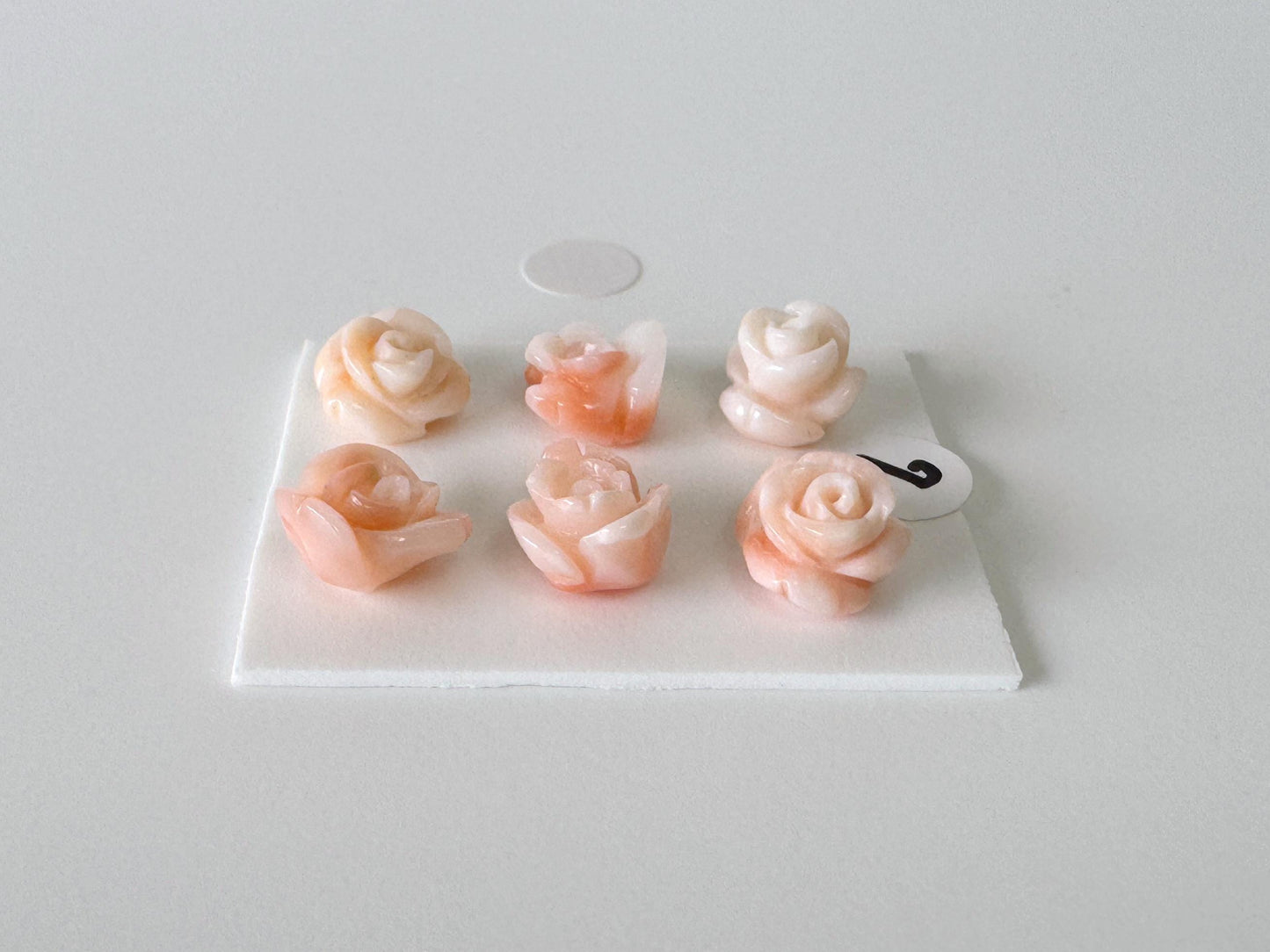 Mix set of 6 pcs of Natural Pink Deep Sea Coral Rose Carvings 7.5-10mm, Natural color, Value priced for reason of defects / Irregular shapes