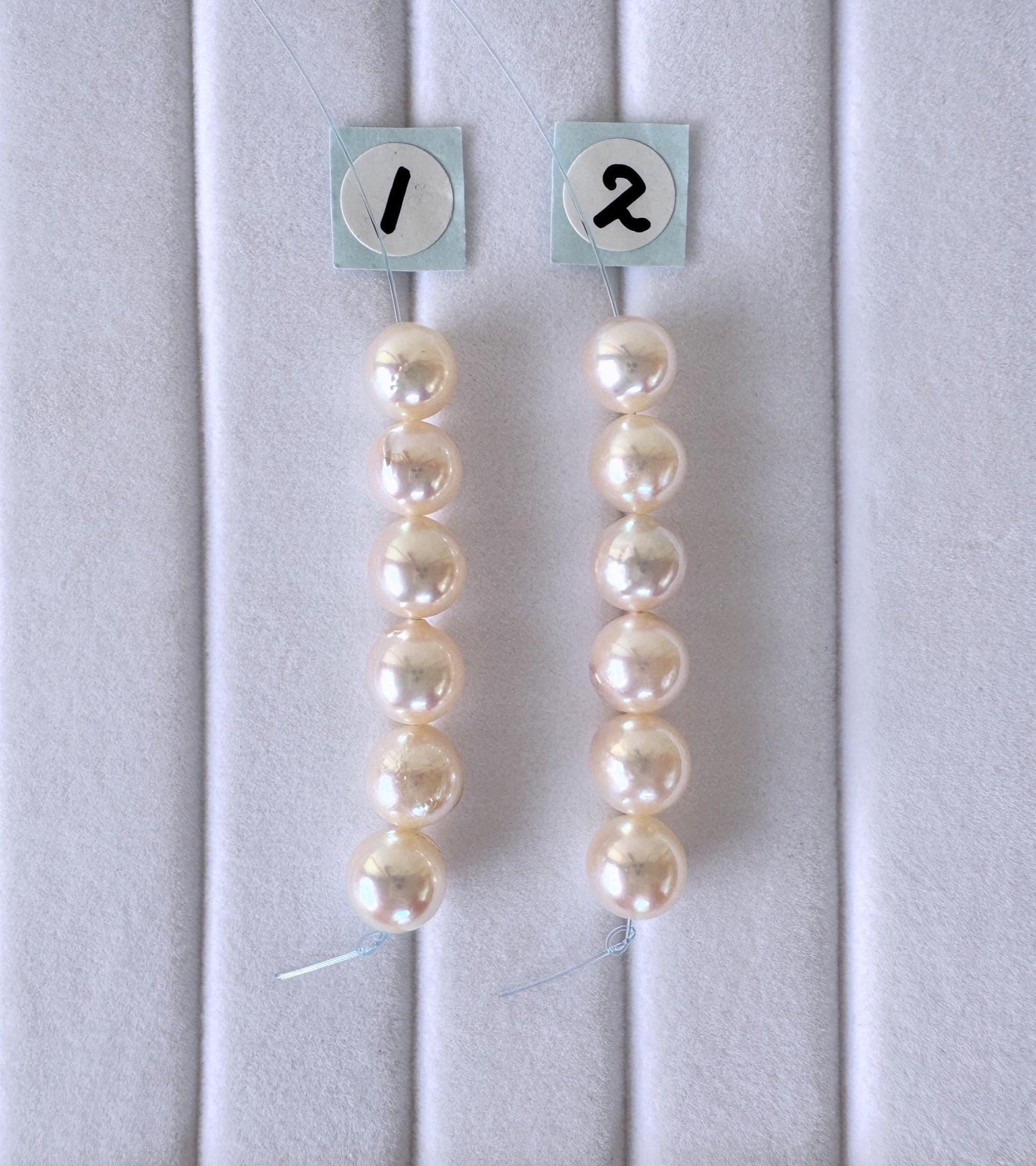Japanese White/Pink Akoya Pearl Beads, 6.5-7mm, Mini Strand, Short Strand, 6 Pieces, Genuine Akoya Pearl, Cultured in Sea Water