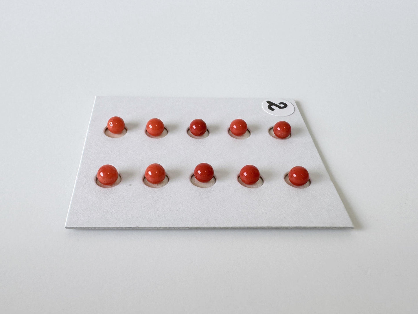 Mediterranean Red Coral Round Loose: Natural Gemstone Beads for Jewelry Making (3.7-4mm, Half-Drilled Hole, Set of 10)