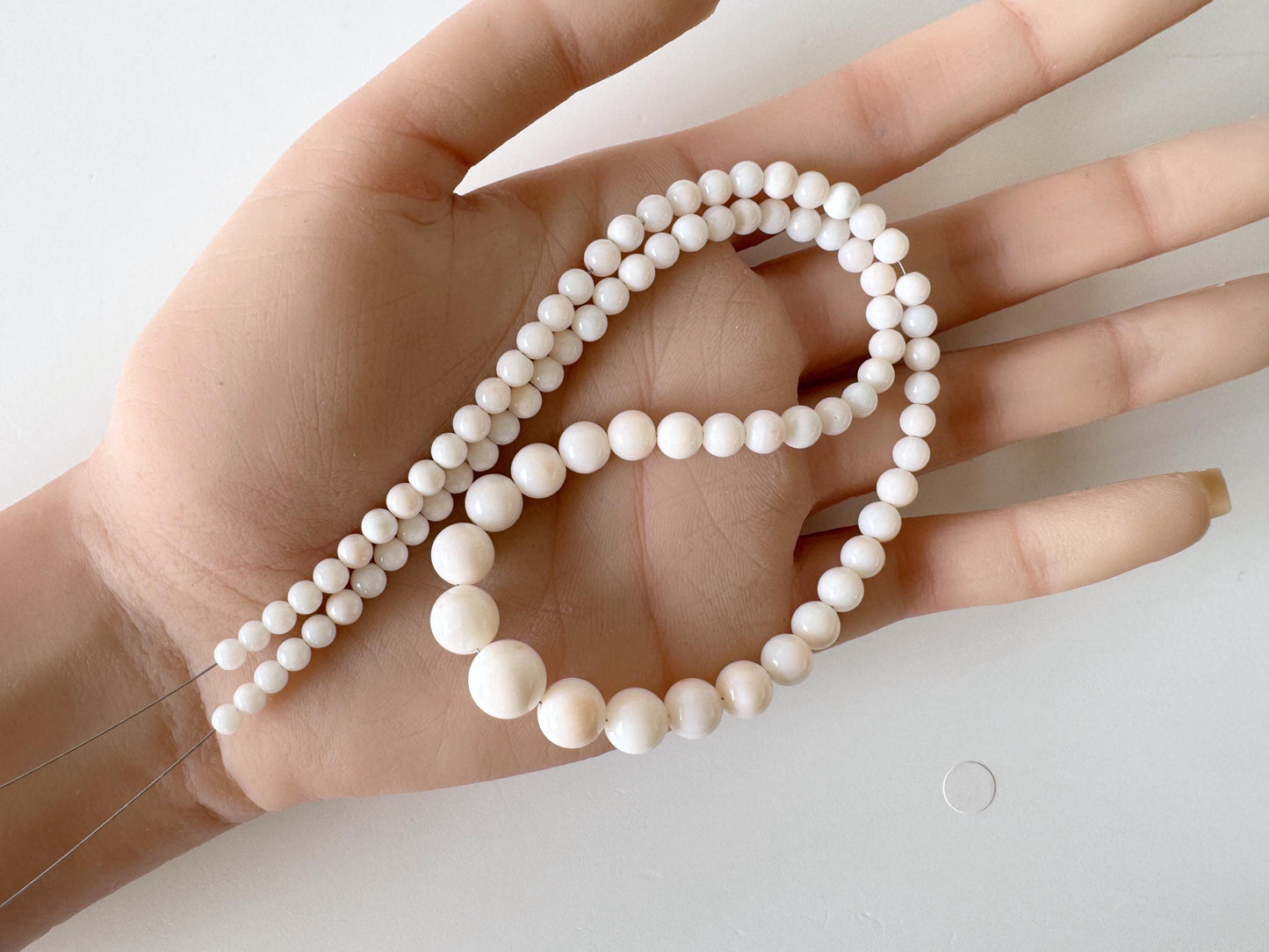 Natural Coral Strand Beads: Midway Deep Sea White/Very Slightly Light Pink, 3.7-9.3mm, 16in, Jewelry Making Supplies | Organic Gemstone