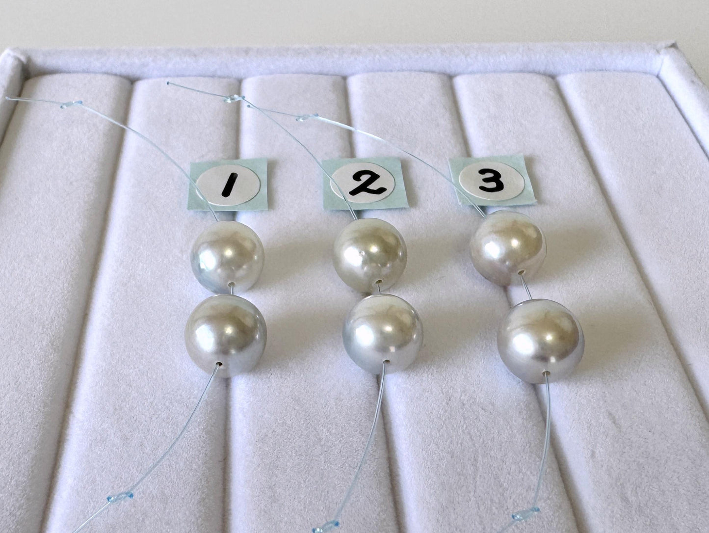 Japanese Akoya Pearl Beads - Natural Blue Silver Color, 8-8.5mm Cultured Saltwater Pearls, Mini Strand, Jewelry Supplies, 2 Pcs