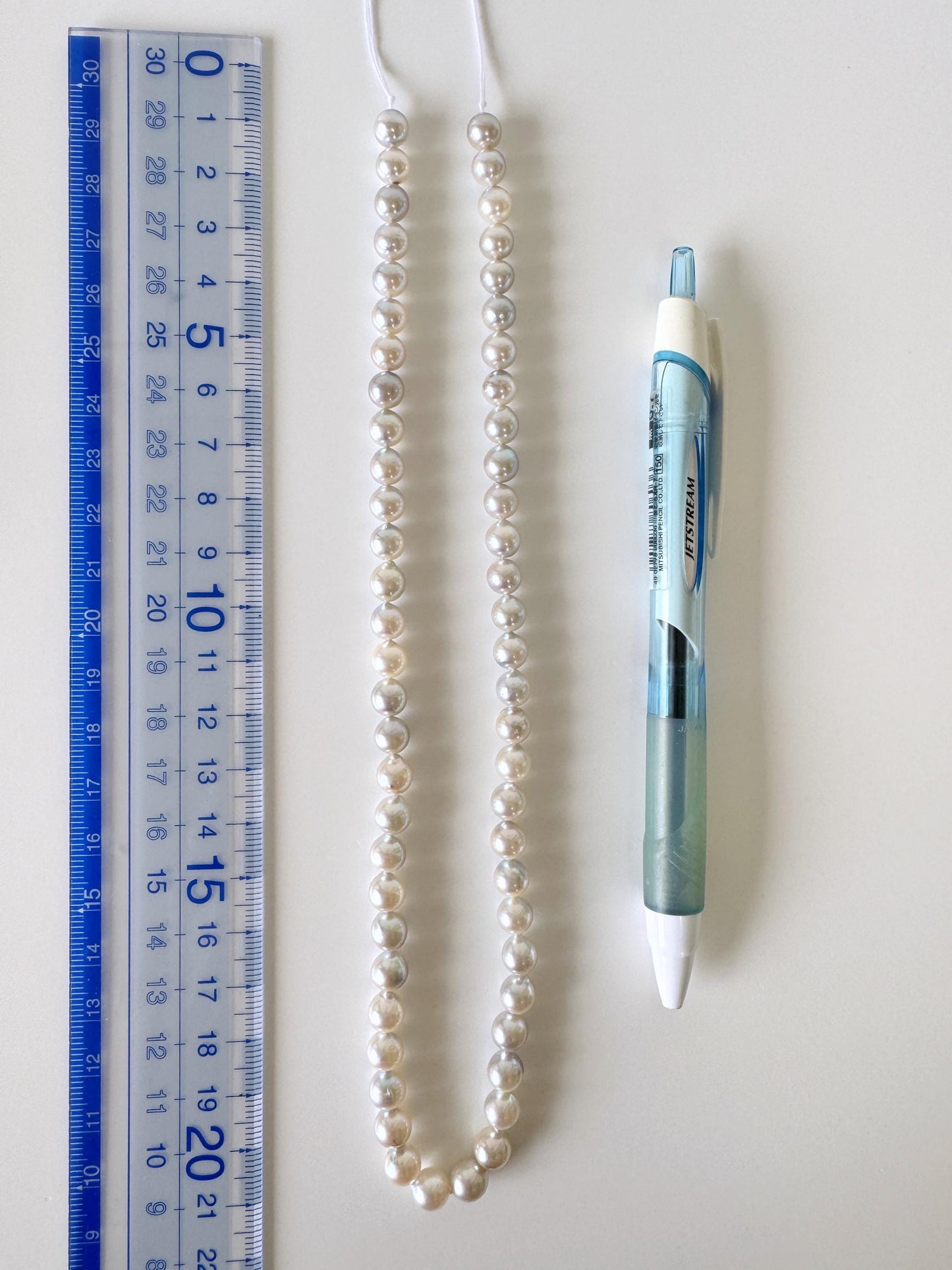 Japanese Akoya Pearl Beads - Natural Blue Silver Cultured Pearls - Full Strand 40cm, 6.5-7mm, Saltwater Jewelry Supplies