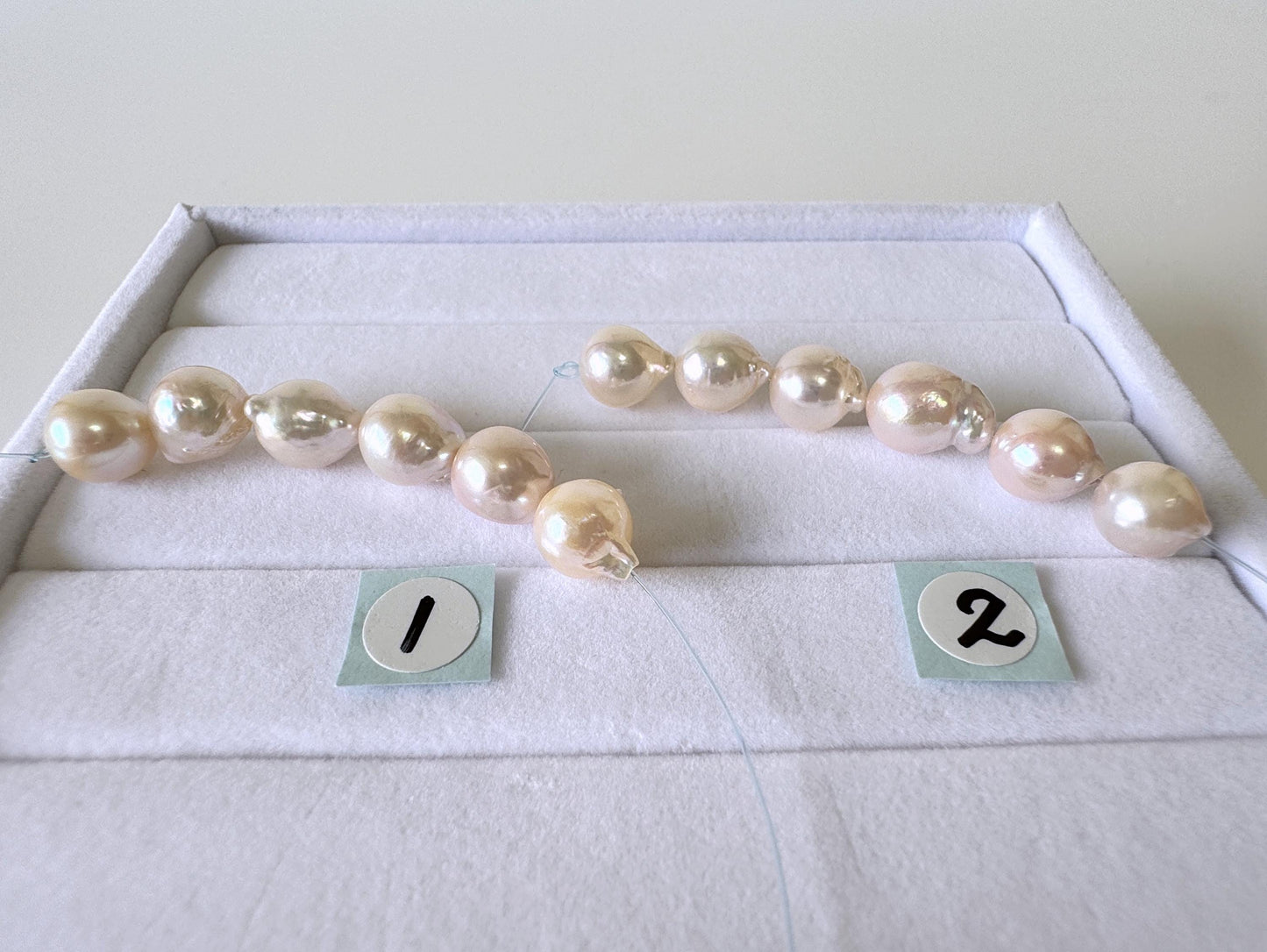 Japanese Akoya Pearl Beads: Baroque Cultured Saltwater Pearls, 7-7.5mm Mini Strand of 6 Pieces (White Pink Overtone, Craft Supplies)