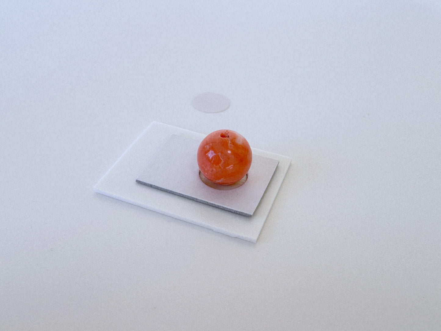 Natural Momo Coral Bead – 8.9mm Orange Round Gemstone Half Drilled for Jewelry Making