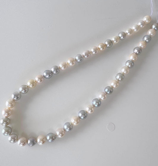 8.5-9mm Japanese Akoya Pearl Beads, Multi-color pearl, Genuine Salt water Akoya Pearl, Full Strand, 40cm , 15.7"
