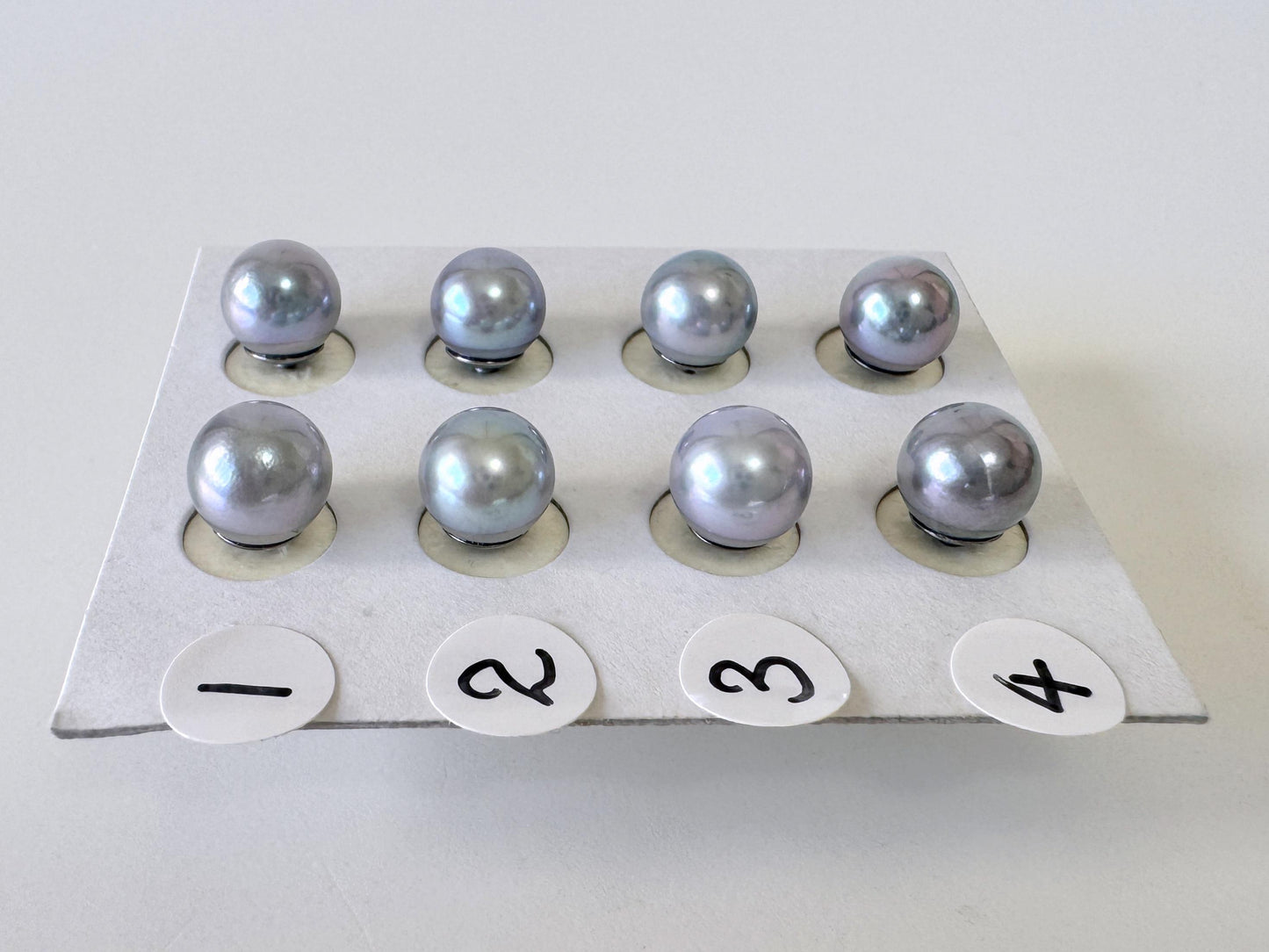 Japanese Akoya Pearl Stud Earrings, Blue Silver Treated (7mm, Titanium Posts, Saltwater Cultured)
