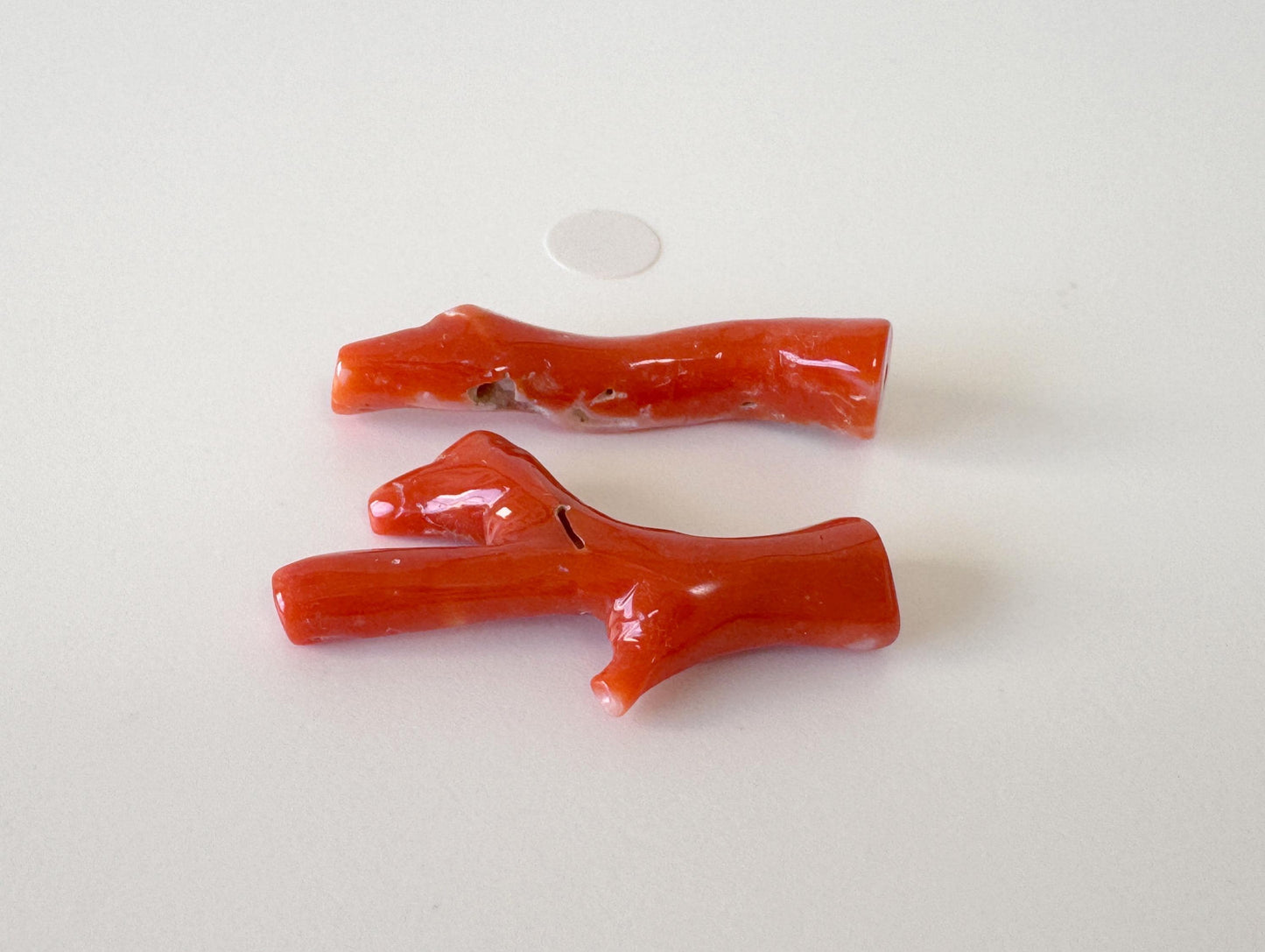 Red Coral Branch Set: Natural Aka Coral for Jewelry Making (31-32mm), Hole on Top