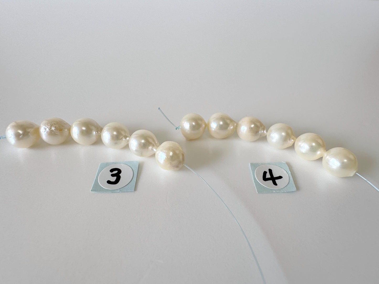 Japanese Cream White/Off-white Akoya Pearl Beads, 7-7.5mm, Mini Strand, Short Strand, 6 Pieces, Genuine Akoya Pearl, Cultured in Sea Water