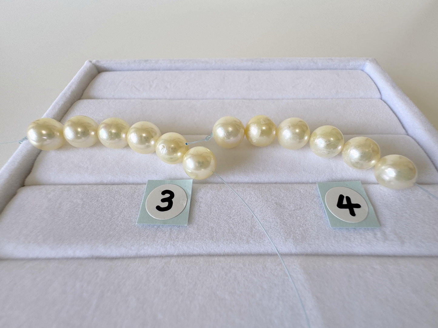 Japanese Cream/Yellow Akoya Pearl Beads, 7-7.5mm, Mini Strand, Short Strand, 6 Pieces, Genuine Akoya Pearl, Cultured in Sea Water