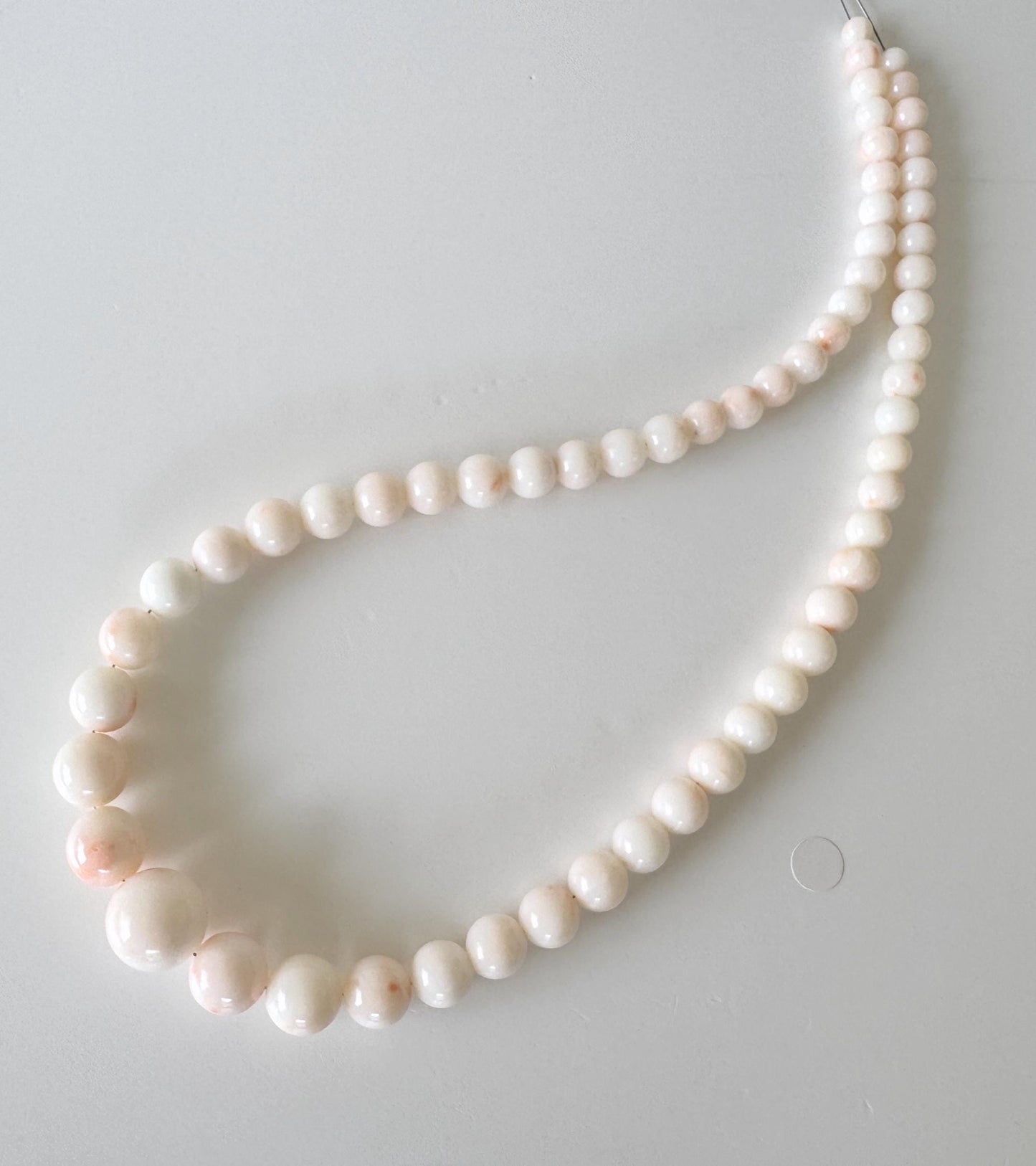 Natural Coral Strand Beads - Midway Deep Sea White/Slightly Light Pink Color Round - 4.9-13.7mm, 16.1in Length, Jewelry Making Materials