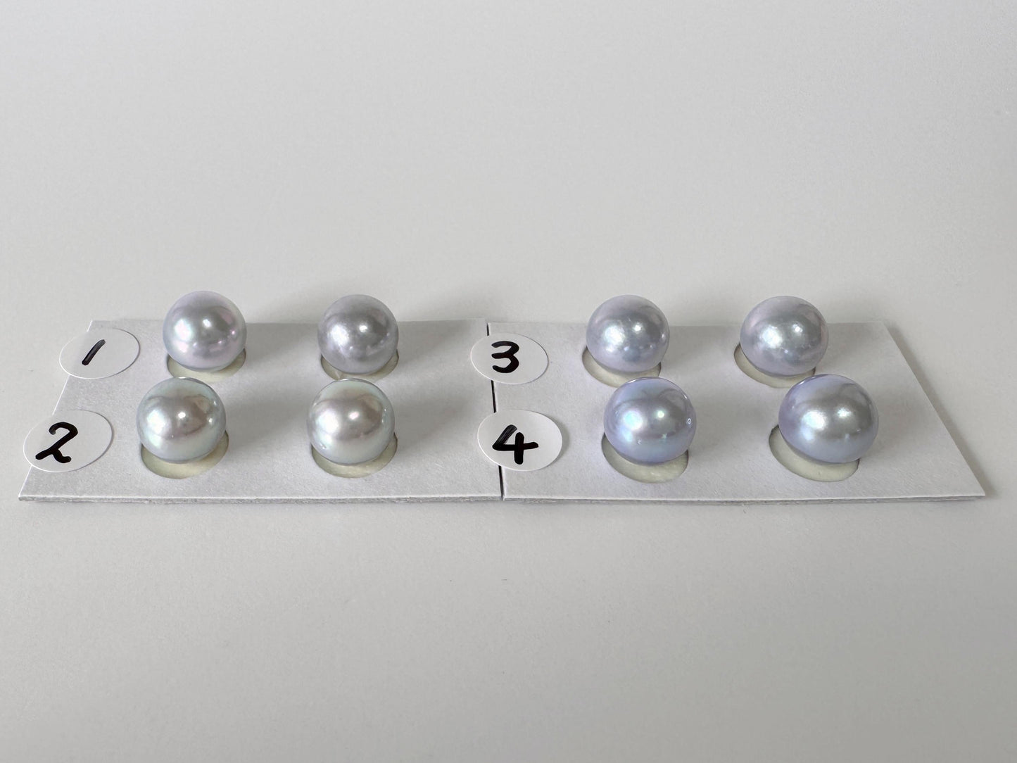 Japanese Blue/Silver (Treated) Akoya Pearl 8-8.5mm, Half-Drilled loose, Price per pair, Salt water pearl