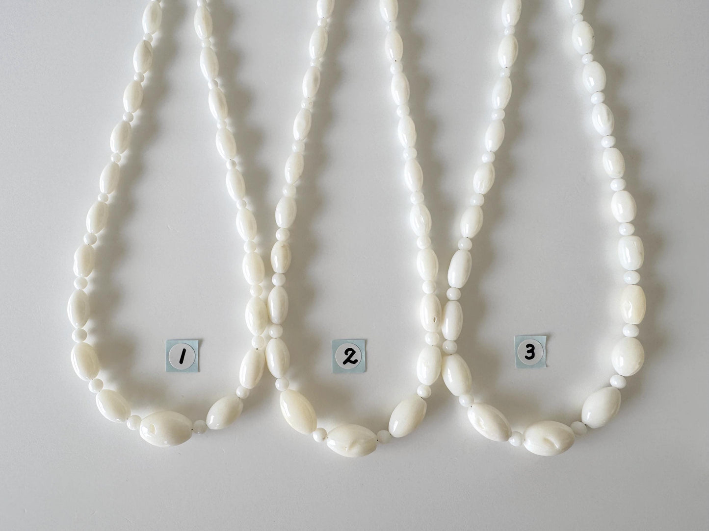White Coral Bead Strand: Bi-cone & Round Gradation, Jewelry Making (16"-17")