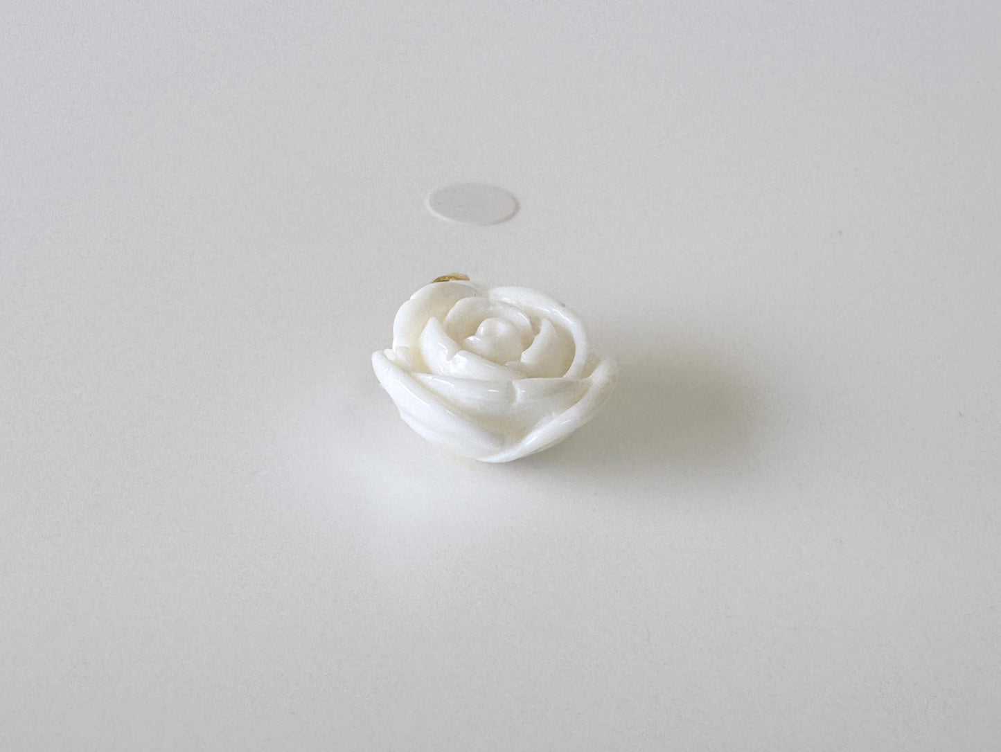 Natural White Coral Rose Pendant, 15.3x15.3mm Rose, Natural White Color Coral, Silver (gold plated) Bail, Genuine Precious Coral Pendant