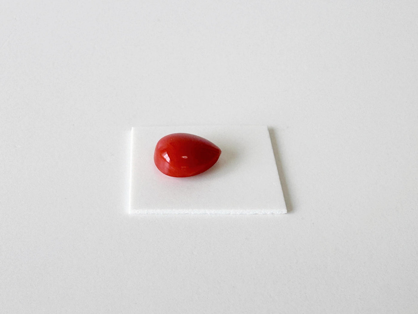 Red Coral Cabochon, Japanese Aka Coral Pear Gemstone Loose | 11.6X8.8mm | Jewelry Making Supplies, Drilled Back