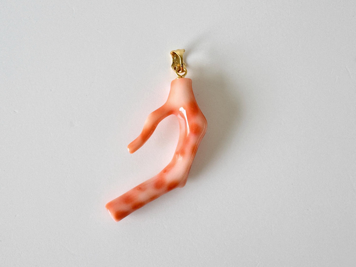 Coral Branch Pendant: Natural Deep Sea Coral, Gold-Plated Silver Bail | 40mm, Lightweight Jewelry, Unique Organic Design