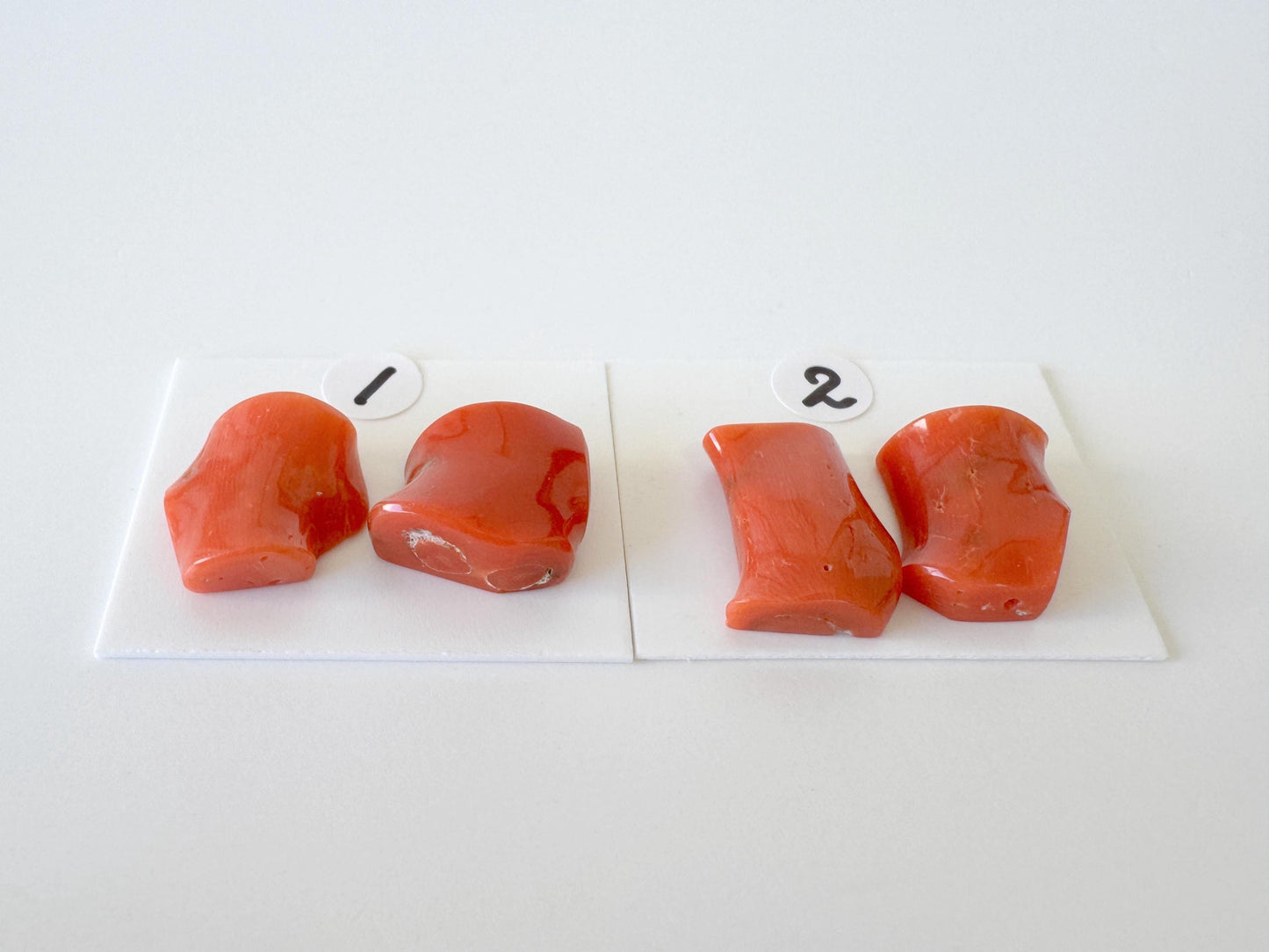 Mediterranean Coral Loose Gemstone: Natural Red-Orange Tones - Untreated, Top-hole, Jewelry Making Supplies, Per Pair