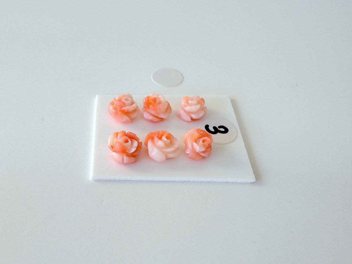 Small Pink Coral Rose Carvings Set: Deep Sea Jewelry Making (6pcs, 6-7mm)
