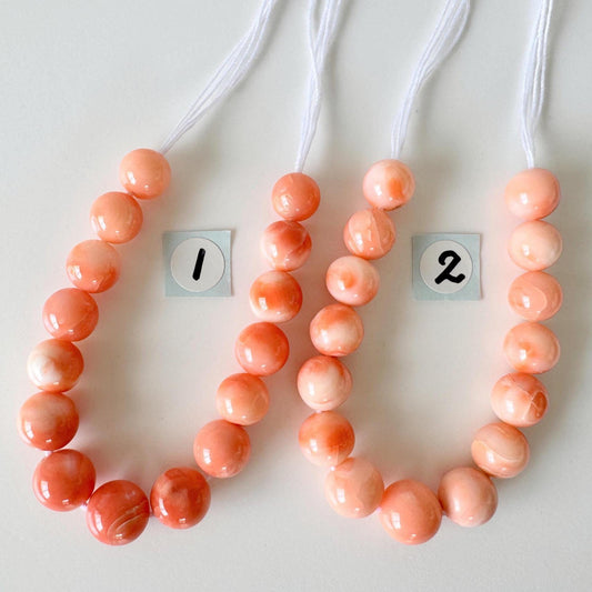 Natural Deep Sea Coral Short Strand Beads 7-8.9mm, Pink/Orange/White Coral Beads, 11cm, Natural Color Coral Beading Parts, Natural defects