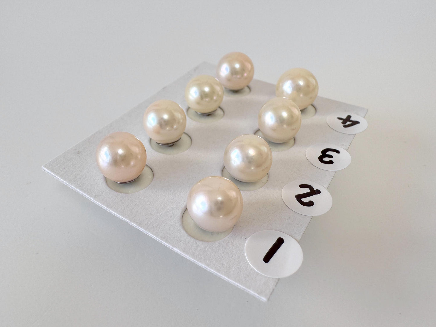 Akoya Pearl Stud Earrings Cream White, 8mm up Genuine Japanese Saltwater Pearls (Titanium Post, Flat Bottom, Value-Priced)