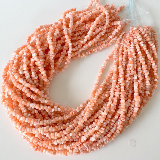 Natural Coral Strand - Pink/Orange Deep Sea Branch - Genuine Coral Beads, 15.7 Inch Length, Jewelry Making Supplies