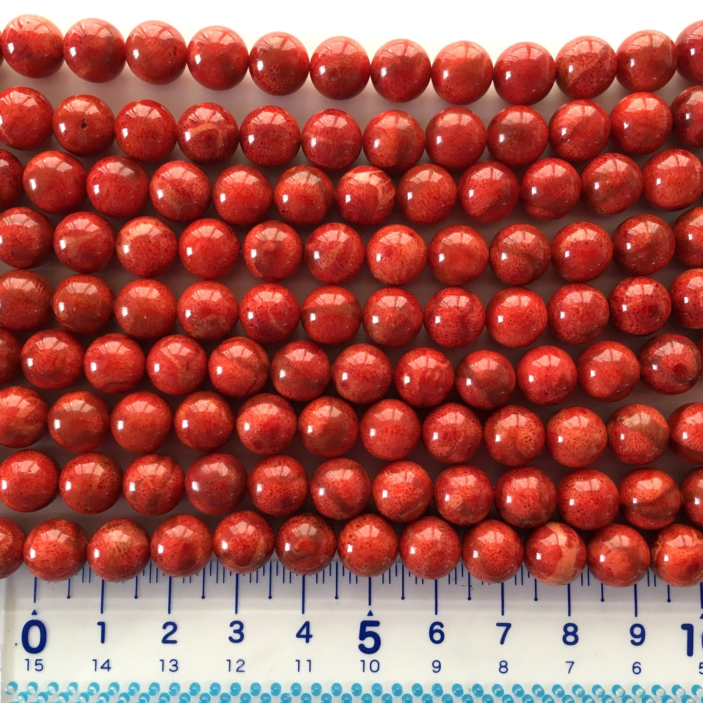 Natural sponge coral 9-9.5mm strands, Red-bright red color, 15.7inches, 40cm, Natural apple coral strands, Wholesale, Price per strand