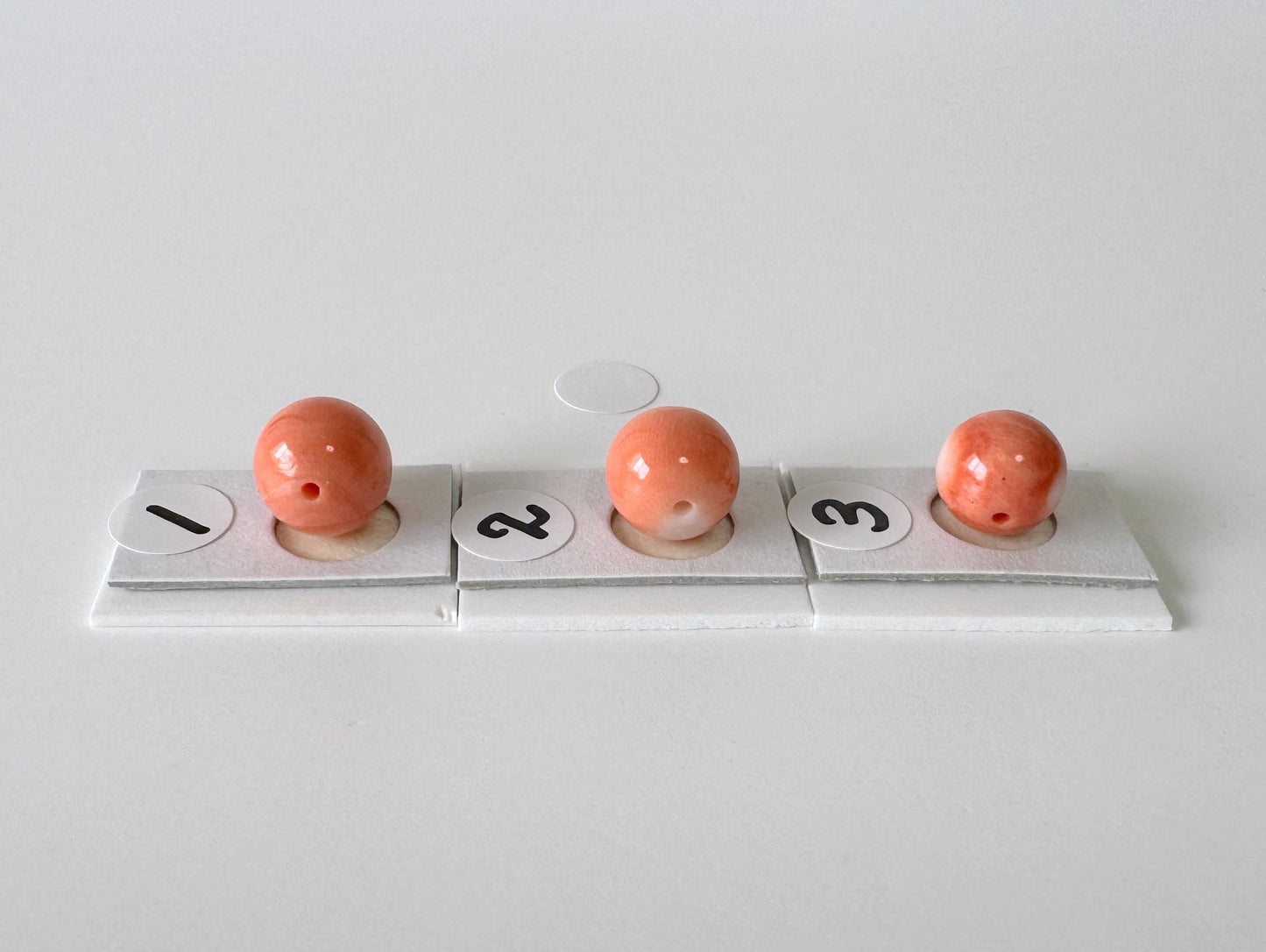 8-8.9mm Full-hole Natural Momo Coral Semi-Round Loose, Orange color coral, Natural color, For jewelry making, Price per piece