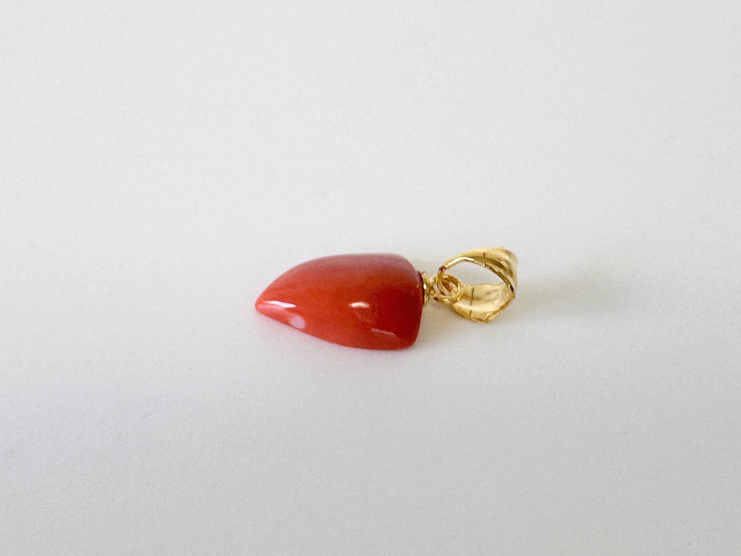 Orange Momo Coral Pendant - Natural Unique Shape Coral Jewelry - Gold-Plated Silver Bail, Genuine Material, 12.7x9.8mm