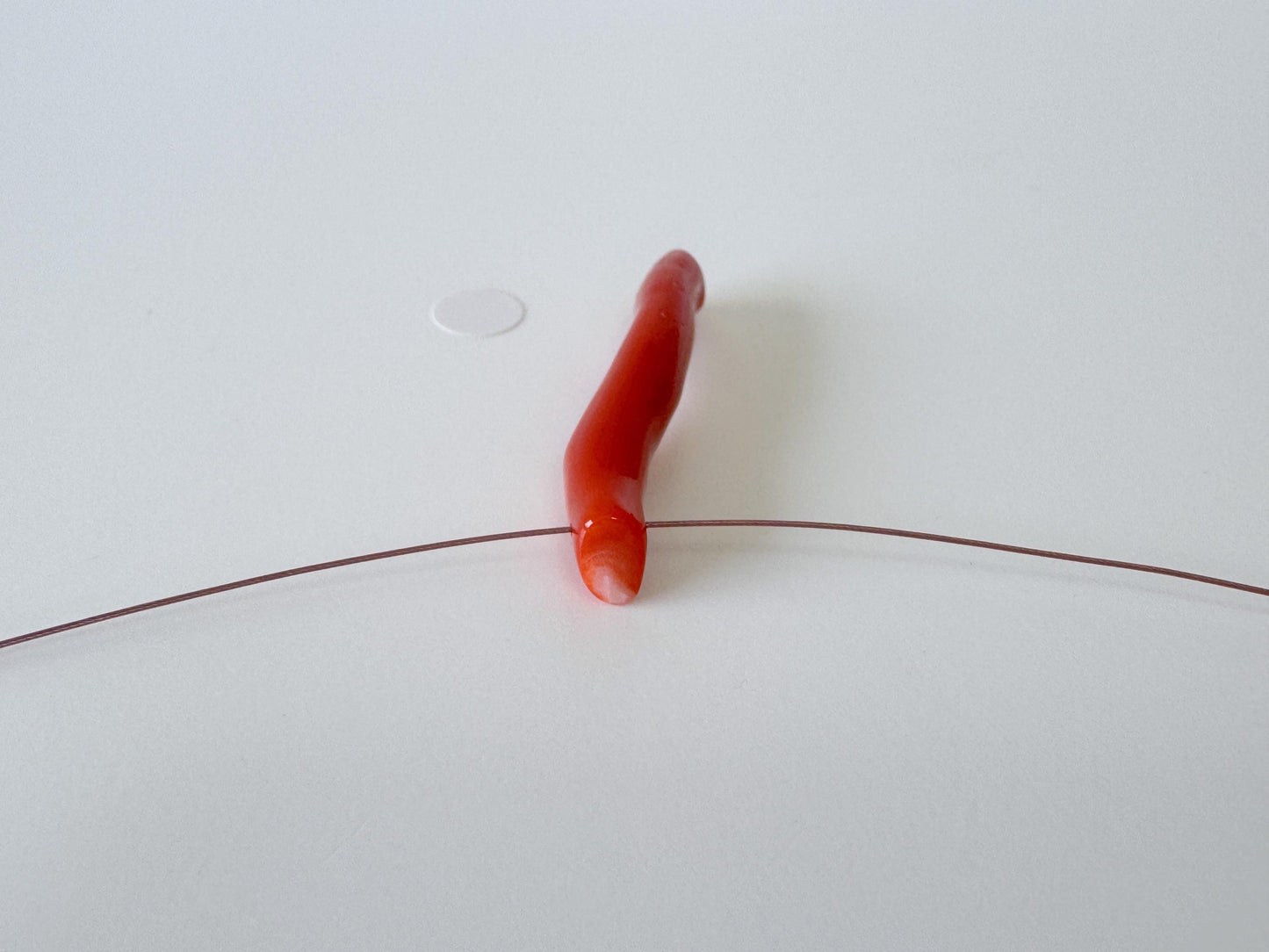 Japanese red(Aka) coral branch, 47mm, side full hole, natural red color coral for jewelry making