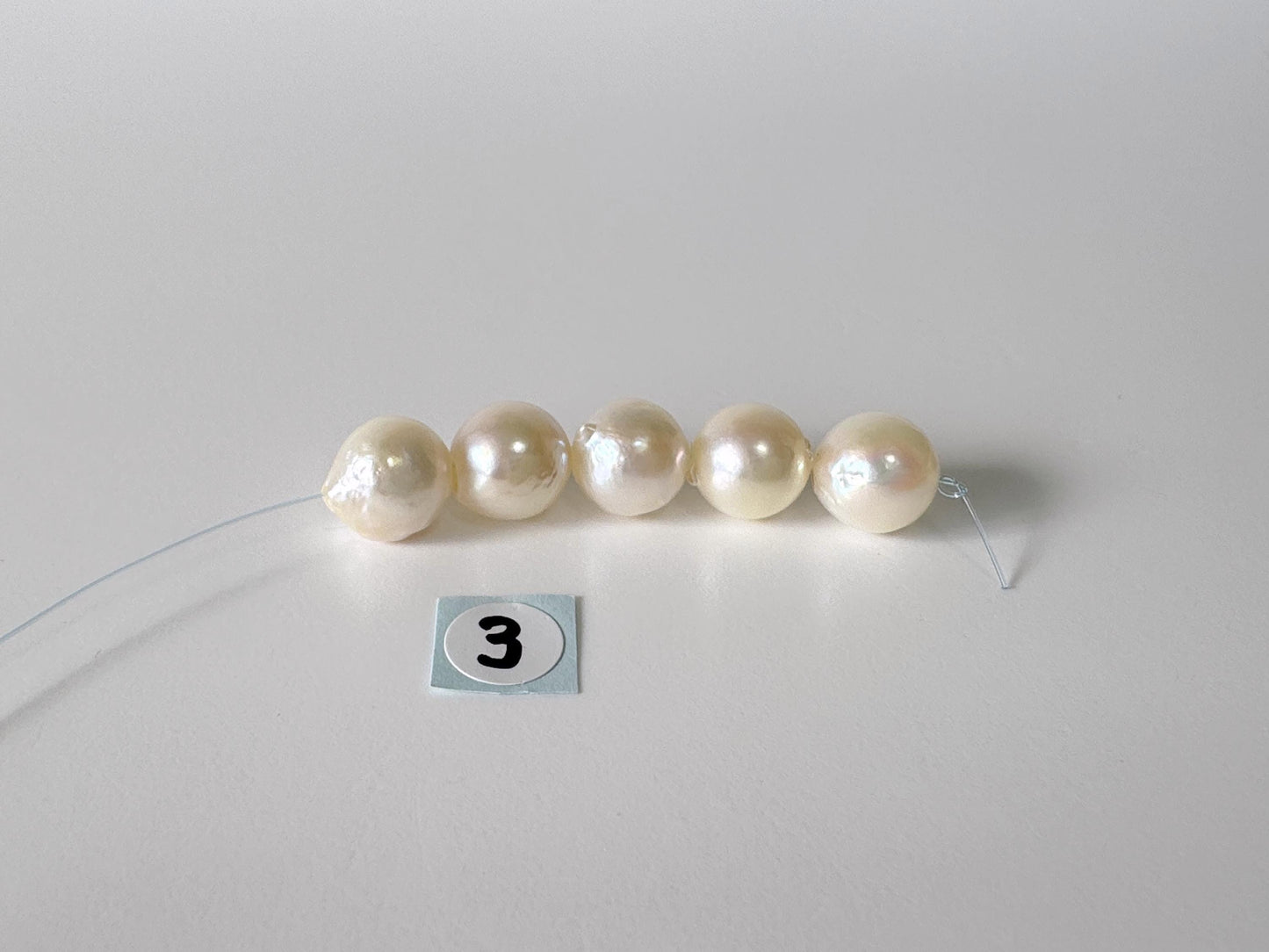Japanese Cream White Akoya Pearl Beads, 9-9.5mm (Imperfect), Mini Strand, Short Strand, 5 Pieces, Genuine Akoya Pearl, Cultured in Sea Water