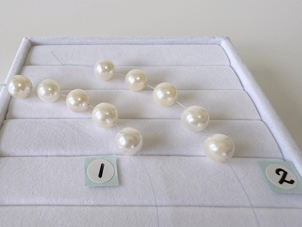 Japanese Akoya Pearl Beads: Cultured White Saltwater Pearls, Mini Strand (8.5-8.7mm, Near-Round, 5 Pieces)