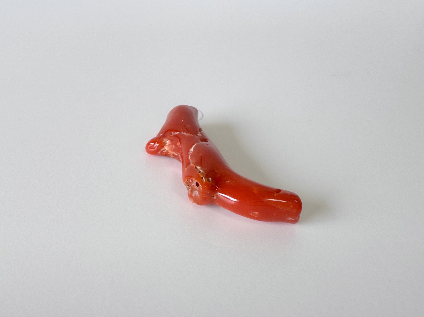 Japanese red(Aka) coral branch, 40mm, Hole on top, Natural red color coral for jewelry making