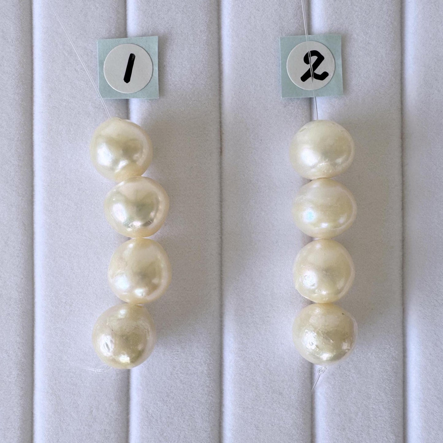 Japanese Akoya Pearl Beads: Cream White Semi-Baroque Cultured Pearls (9.5-9.9mm, Mini Strand, 4 Pieces, Genuine)