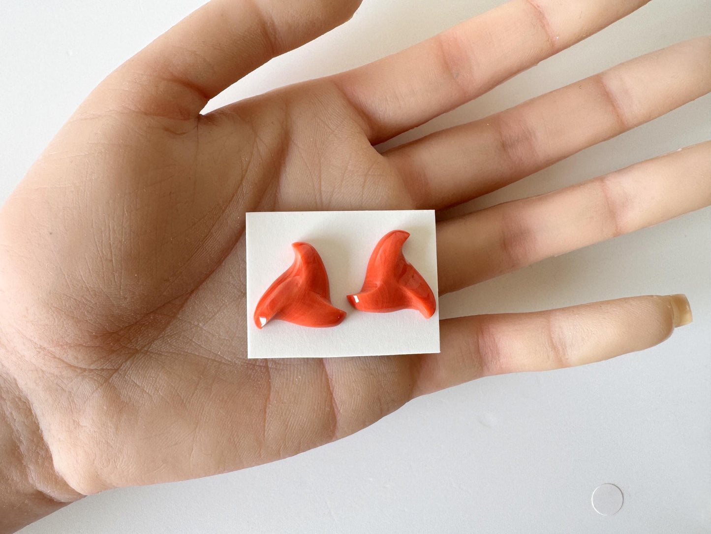 Momo Coral Loose | Unique Carved Pair | Natural Orange | 18X18.5mm | Back Hole Jewelry Supplies