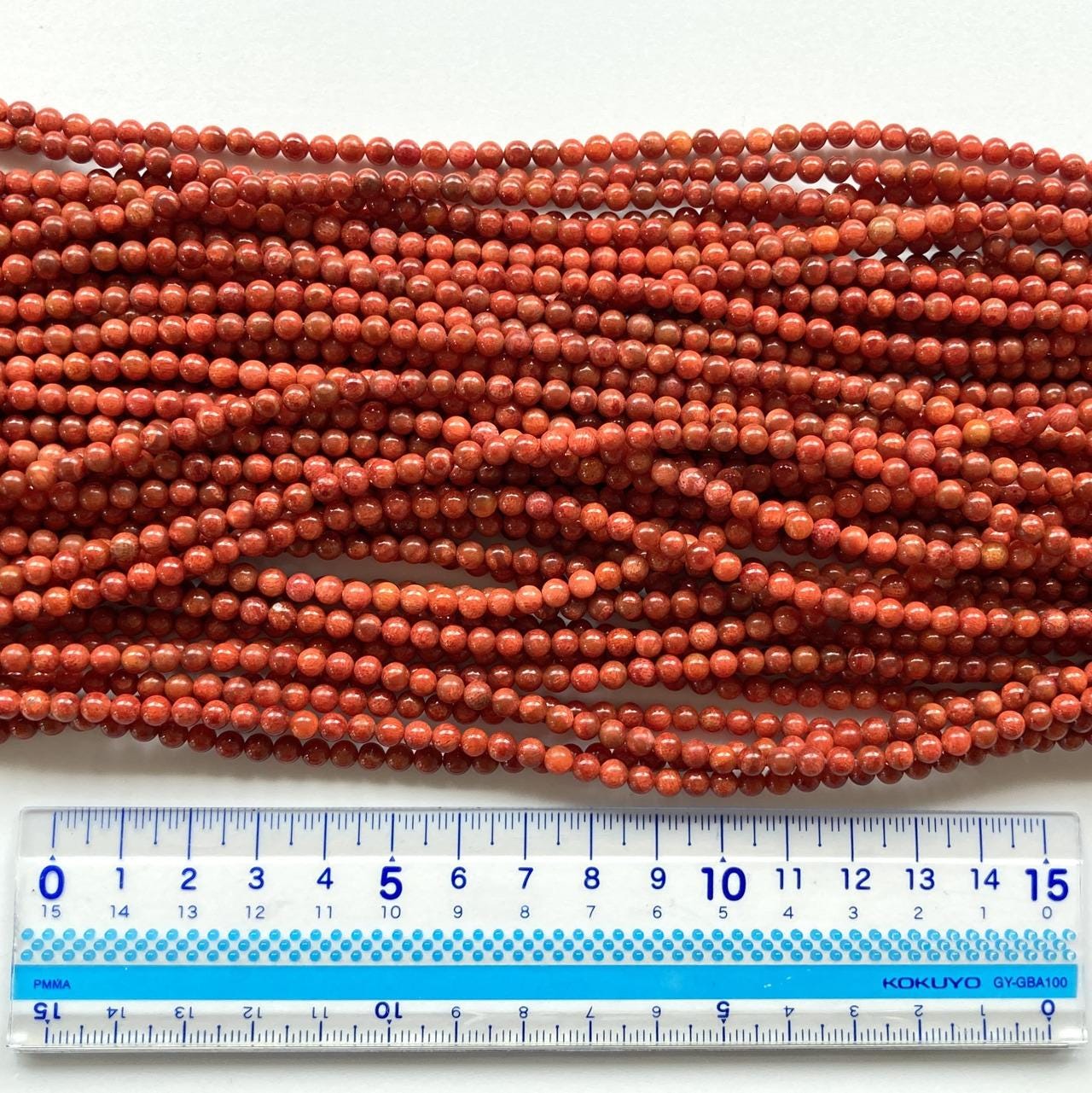 Natural sponge coral 4-4.5mm strands, Red-bright red color, 15.7inches, 40cm, Apple coral strands, Wholesale, Price per strand