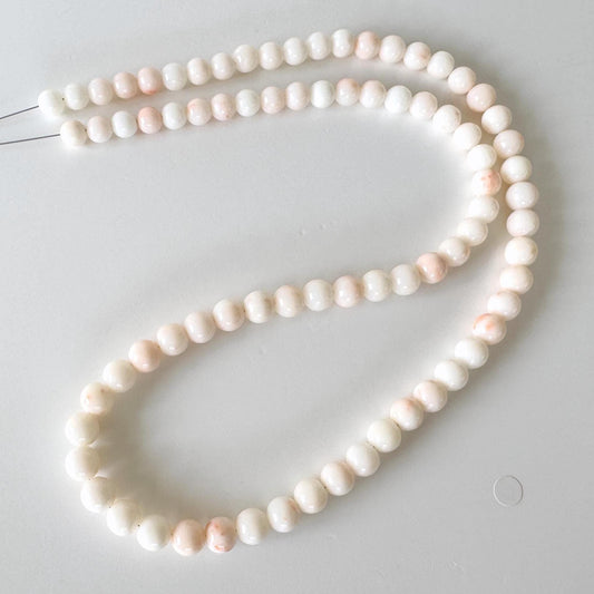Midway Coral Strand: Natural White/Slightly Light Pink Color Beads - Deep Sea Origin, 7.4-8.9mm, 63cm Length, Jewelry Making Supplies