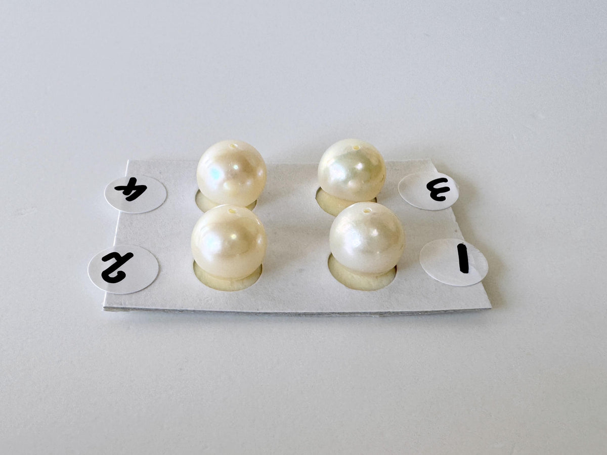 Loose Akoya Pearls Natural Cream Yellow: 8.5-9mm Round Half-Drilled, Saltwater Cultured | Jewelry Supplies, Gift For Pearl Lover | Per Piece